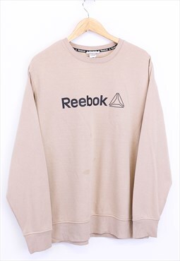 Vintage Reebok Sweatshirt Beige Pullover With Spell Out Logo