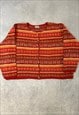 VINTAGE ABSTRACT KNITTED CARDIGAN CUTE PATTERNED SWEATER
