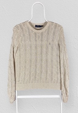 Polo Ralph Lauren Cable Knit Jumper Gold Womens Large