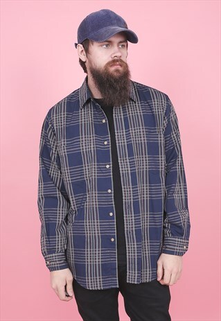 VINTAGE BLUE FLANNEL CHECK SHIRT /R10072