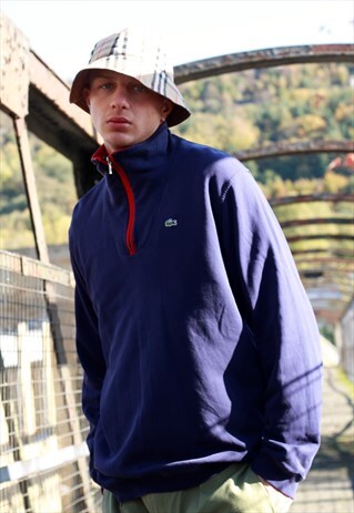 1990S LACOSTE 1/4 ZIP NAVY BLUE SWEATSHIRT SIZE 5