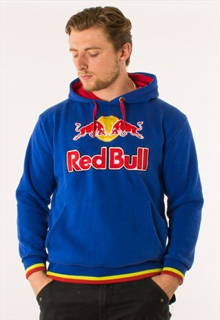 VINTAGE 90S BLUE RED BULL HOODIE PULLOVER
