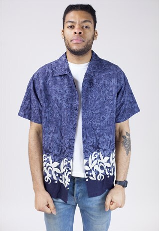 VINTAGE 90S NAVY TRIBAL SHIRT