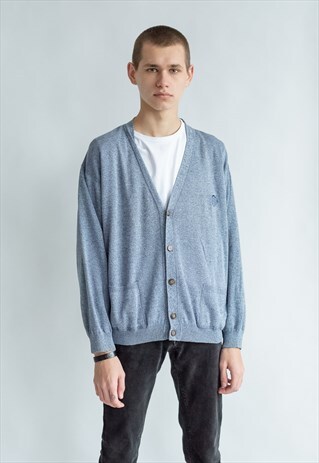 VINTAGE 80S FUNKY CARDIGAN IN SOFT BLUE