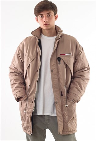 VINTAGE TOMMY HILFIGER WINTER PADDED COAT 90S BEIGE