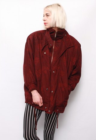 VINTAGE 90' AMAZING MAROON UNISEX WINTER DOWN JACKET