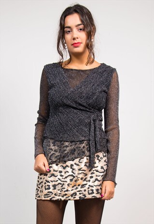 VINTAGE 90'S BLACK SPARKLY CUTE GOING OUT TOP