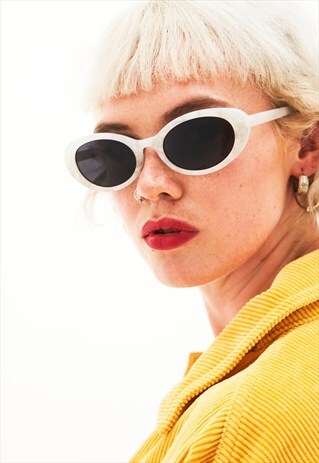 BIRDY - OVAL WHITE SUNGLASSES