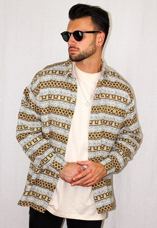VINTAGE GEO-TRIBAL PATTERNED FLANNEL SHIRT
