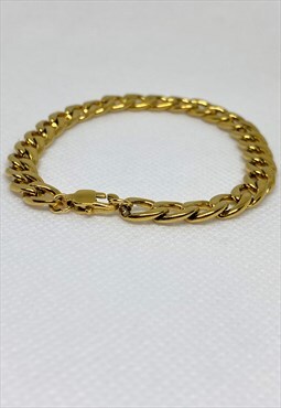 Mens Gold Cuban Chain Bracelet 6mm