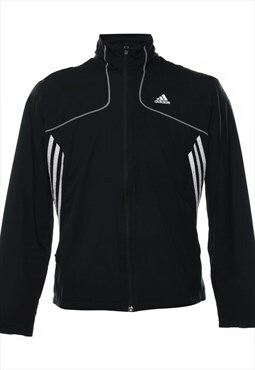 Vintage Adidas Black & White Zip-Front Jacket - M