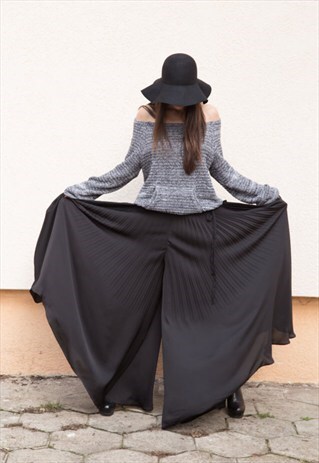 LOOSE SKIRT WIDE LEG PANTS SKIRT SOLEIL PLEATED PANTS F1546