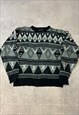 VINTAGE KNITTED JUMPER ABSTRACT PATTERNED KNIT SWEATER