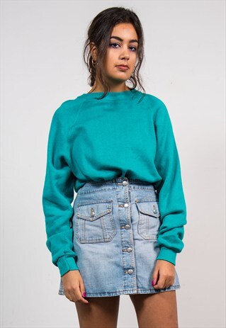 VINTAGE 90'S TURQUOISE BASIC SWEATER SWEATSHIRT