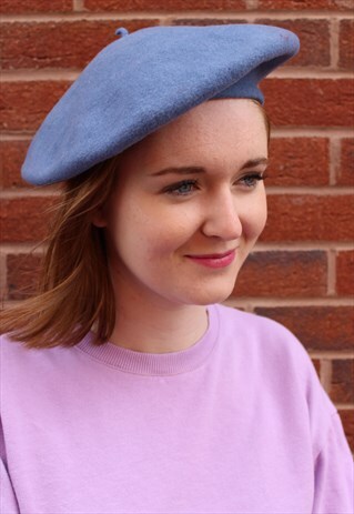 VINTAGE 90'S PALE PASTEL BLUE KANGOL WOOL BERET HAT