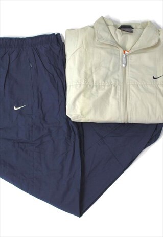 DEADSTOCK 90S NIKE FULL TRACKSUIT IN BEIGE & BLUE