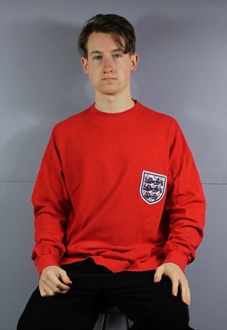 VINTAGE TOFFS ENGLAND FOOTBALL SHIRT IN RED WITH EMBROIDERED