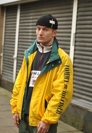 VINTAGE TOMMY HILFIGER SPELL OUT BOMBER JACKET