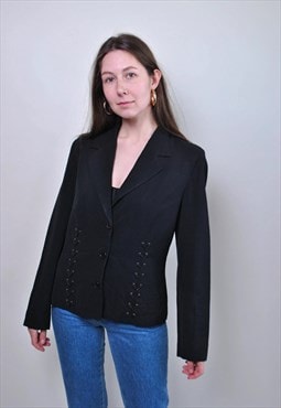 90s black blazer, evening formal jacket, women vintage 1990s