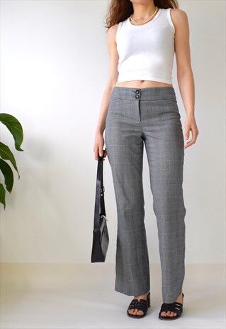 VINTAGE Y2K CHECK MID RISE OFFICE/DRESS TROUSERS