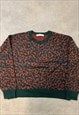 VINTAGE KNITTED JUMPER ABSTRACT PATTERNED KNIT SWEATER