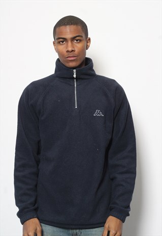 VINTAGE KAPPA LOGO 1/4 ZIP FLEECE BLUE