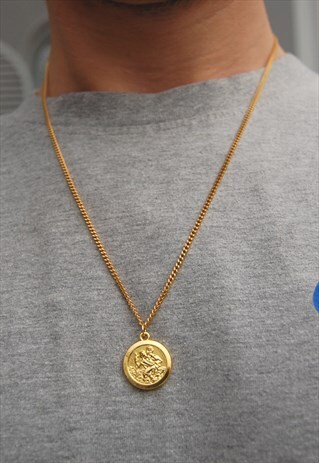 24" GOLD SAINT CHRISTOPHER NECKLACE