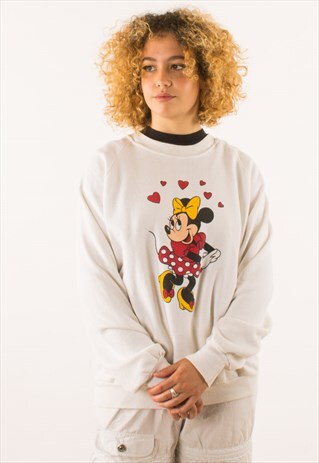 CUTEST VINTAGE 90S WHITE MINNIE MOUSE DISNEY CREWNECK SWEATS