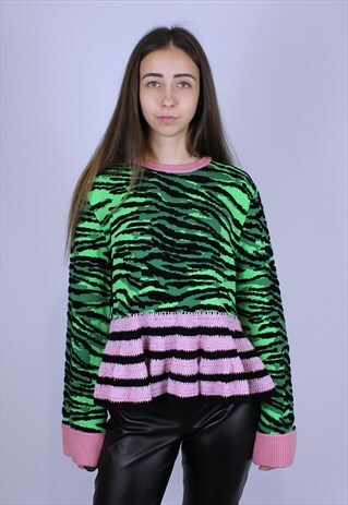 KENZO X H&M RARE TIGER PRINT AND PINK STRIPE TOP