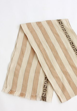 VINTAGE FENDI ZUCCA BEIGE WOOL SCARF
