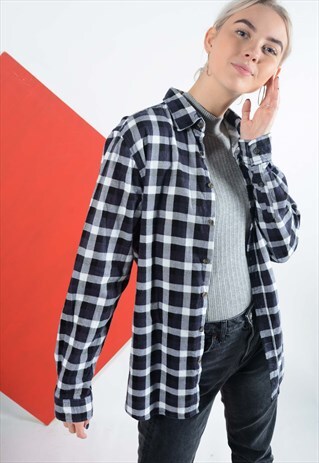 VINTAGE FLANNEL GRUNGE SHIRT IN BLACK
