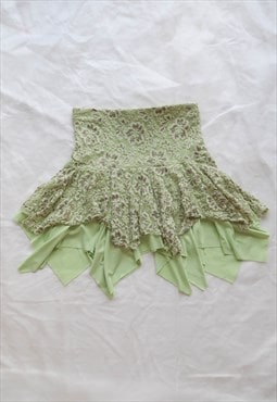 vintage fairy dreamy asymmetrical floral lace skirt