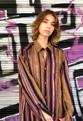 VINTAGE 80'S MULTICOLOR STRIPED OVERSIZED SHIRT