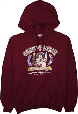 Vintage 90's Diseny Hoodie Grumpy Pullover Burgundy Red