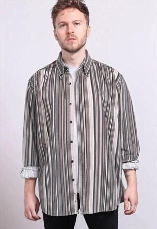 VINTAGE CORDUROY CORD STRIPED SHIRT