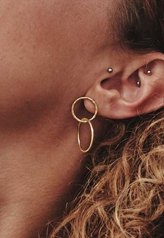 CIRCUMFERENCES CIRCLE 18K GOLD STUD BOHO EARRINGS