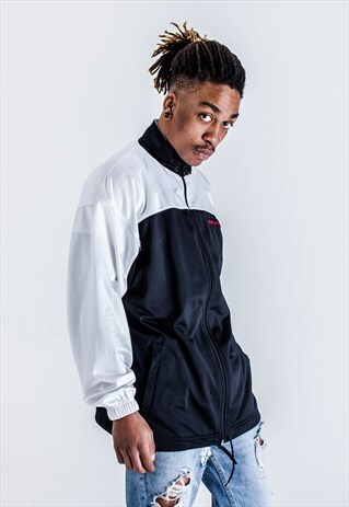 VINTAGE 90S REEBOK TRACK TOP IN BLACK AND WHITE