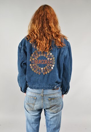 VINTAGE DARK BLUE MURCORA EMBROIDERED LINED DENIM JACKET