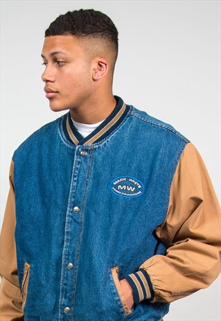 90'S USA WORKWEAR DENIM BASEBALL JACKET
