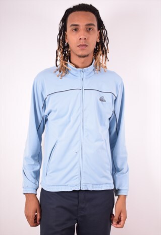 ADIDAS MENS VINTAGE TRACKSUIT TOP JACKET LARGE BLUE 90S