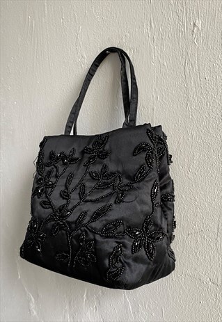 VINTAGE Y2K BEADED SILKY MINI BAG 90S 00S EVENING PURSE