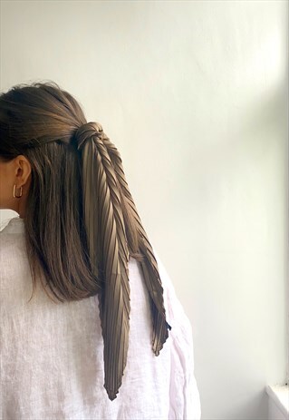 KHAKI GREEN PLEATED HAIR SCARF