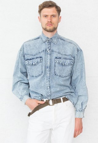 VINTAGE BLUE BUGATTI DENIM LONG SLEEVE SHIRT