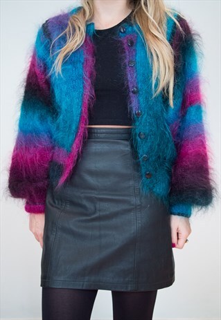 80'S OMBRE MOHAIR KNIT CARDIGAN