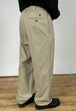 Vintage Tommy Hilfiger Pleated Trousers Men's Beige