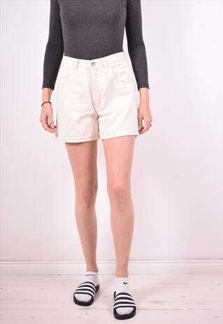 WOMENS VINTAGE DENIM SHORTS W26 WHITE 90S