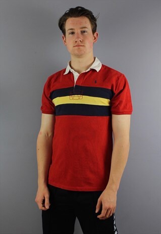 VINTAGE POLO RALPH LAUREN POLO SHIRT IN RED WITH EMBROIDERED