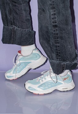 90's Vintage rave running trainers in light blue