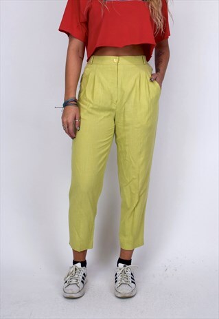 VINTAGE 90'S YELLOW BEIGE TROUSERS WITH POCKETS
