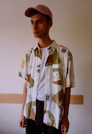 VINTAGE ABSTRACT PATTERNED COLORFUL SHIRT